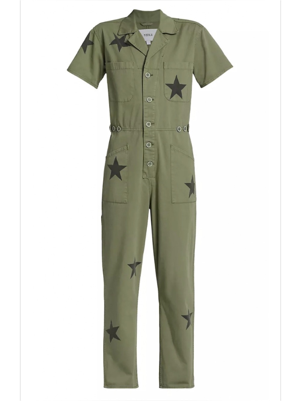 Pistola Grover Jumpsuit Royal Honor Olive Green with Black Stars Size Small - Picture 6 of 13